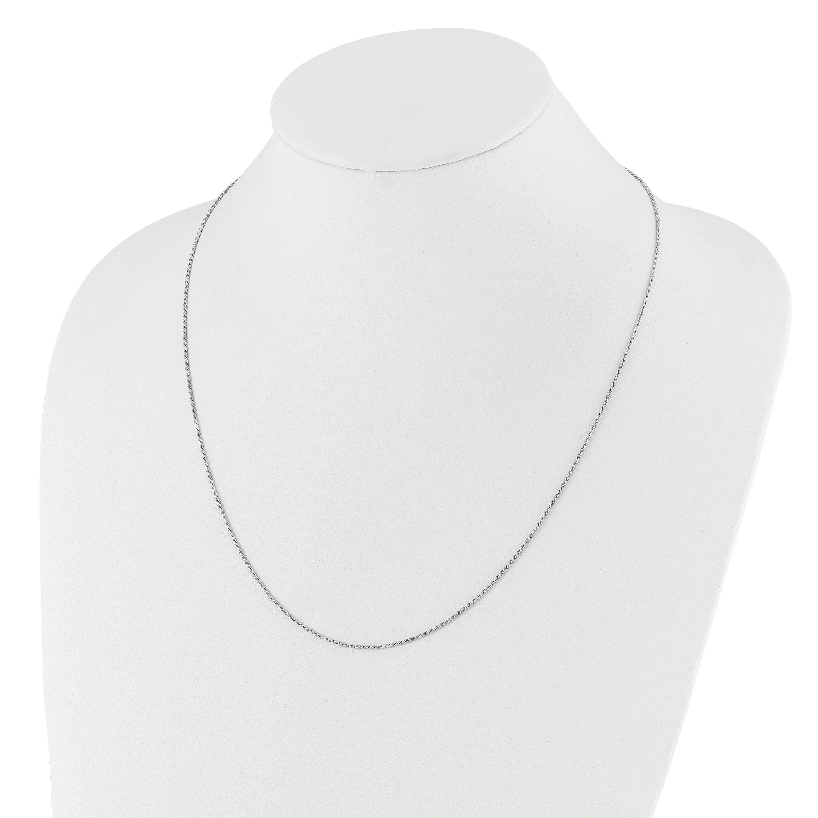 14K White Gold Adjustable 1.2mm Diamond Cut Rope Chain