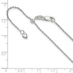 14K White Gold Adjustable 1.2mm Diamond Cut Rope Chain