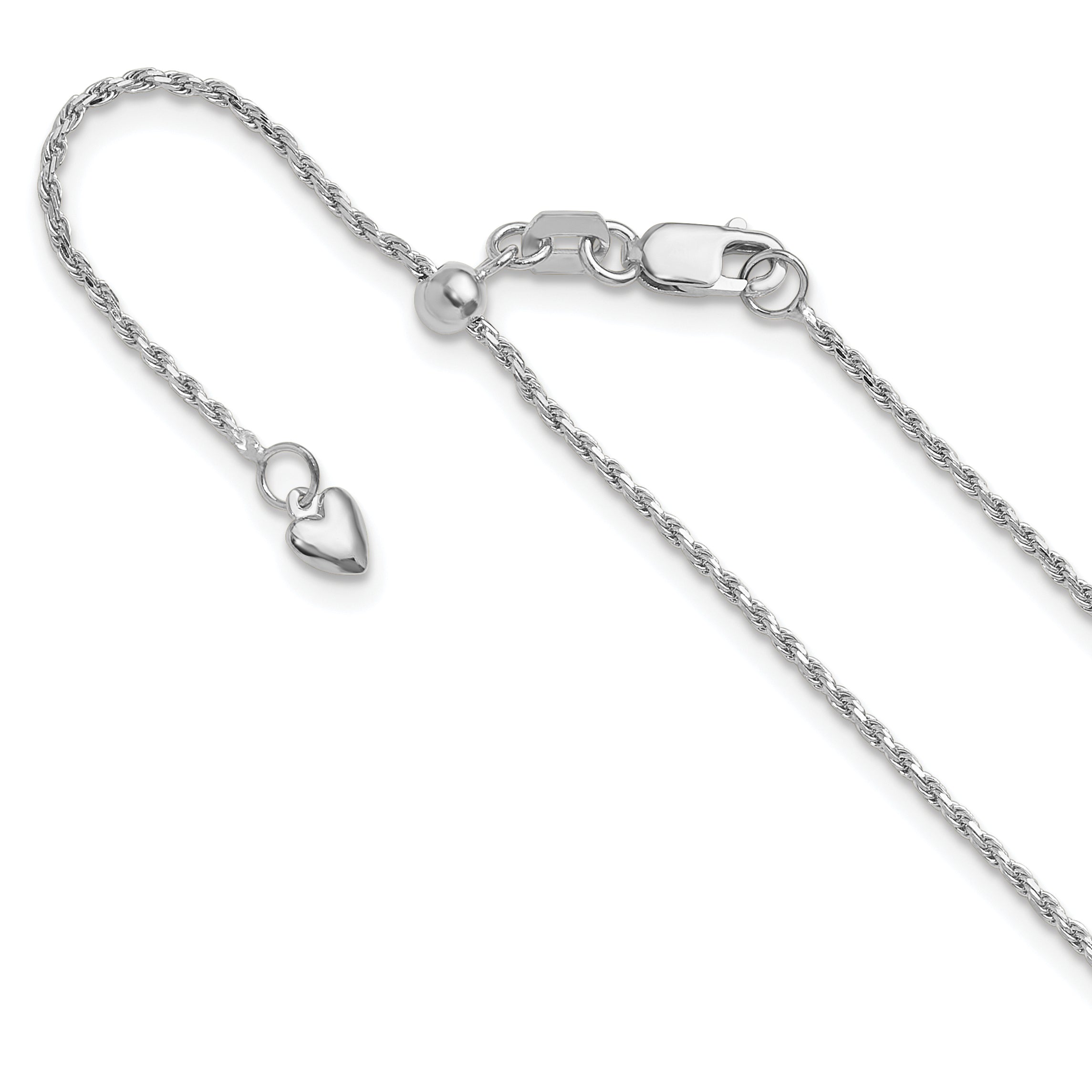 14K White Gold Adjustable 1.2mm D/C Rope Chain Main image