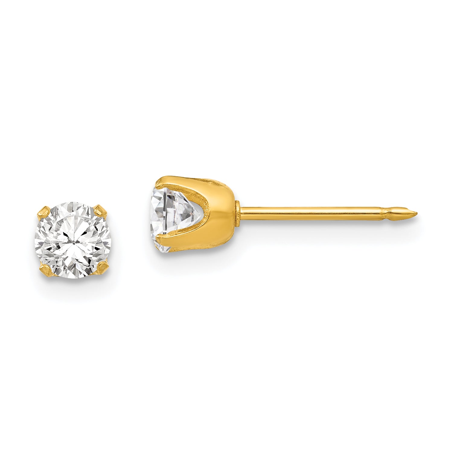 Inverness 24k Plated Stainless Steel 5mm CZ Post Earrings