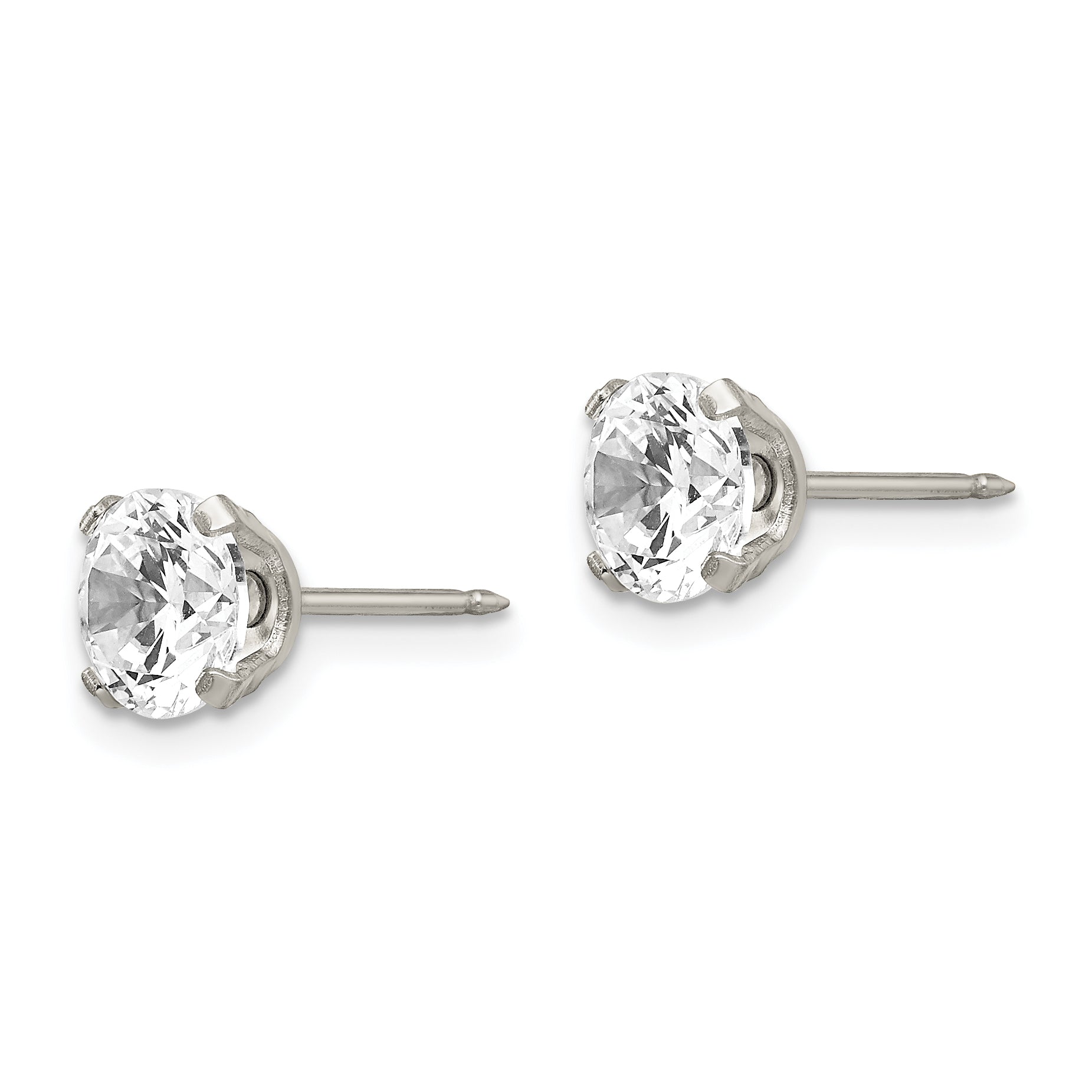 Inverness Stainless Steel 7mm CZ Stud Earrings for Women, Elegant & Durable Secondary image