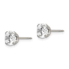 Inverness Stainless Steel 7mm CZ Post Earrings