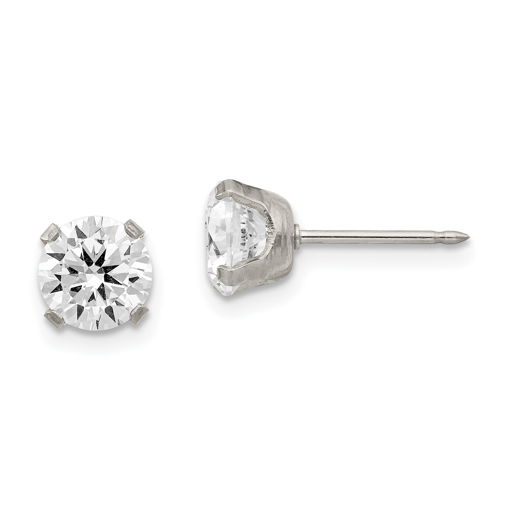Inverness Stainless Steel 7mm CZ Post Earrings Main image