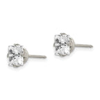 Sophia Jewelers Stainless Steel CZ Stud Earrings with Faceted Square Design