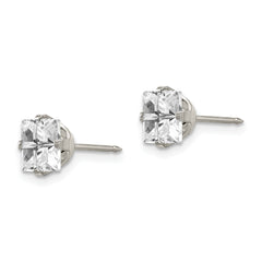 Inverness Stainless Steel 7mm Faceted Square CZ Earrings