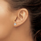 Sophia Jewelers Stainless Steel CZ Stud Earrings with Faceted Square Design