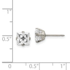 Sophia Jewelers Stainless Steel CZ Stud Earrings with Faceted Square Design