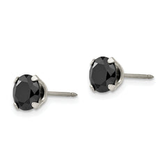 Inverness Stainless Steel 7mm Black CZ Earrings