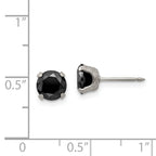 Inverness Stainless Steel 7mm Black CZ Women's Stud Earrings  Bold Modern Design