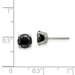 Inverness Stainless Steel 7mm Black CZ Women's Stud Earrings  Bold Modern Design
