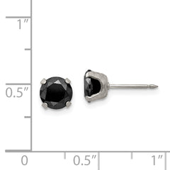 Inverness Stainless Steel 7mm Black CZ Earrings