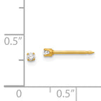 CZ Stud Piercing Earrings in 24K Gold-Plated Stainless Steel, 2mm