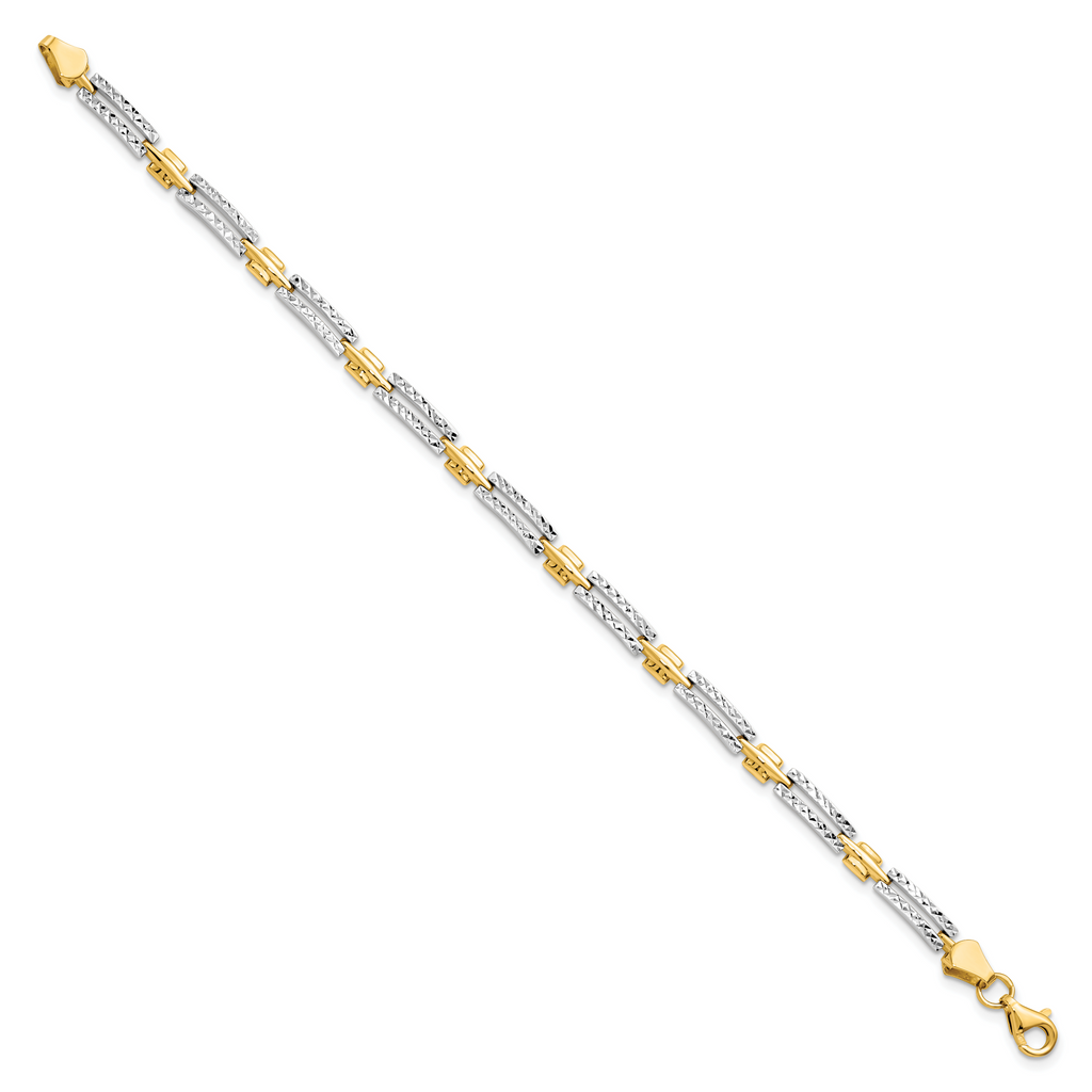14K w/Rhodium D/C Bracelet