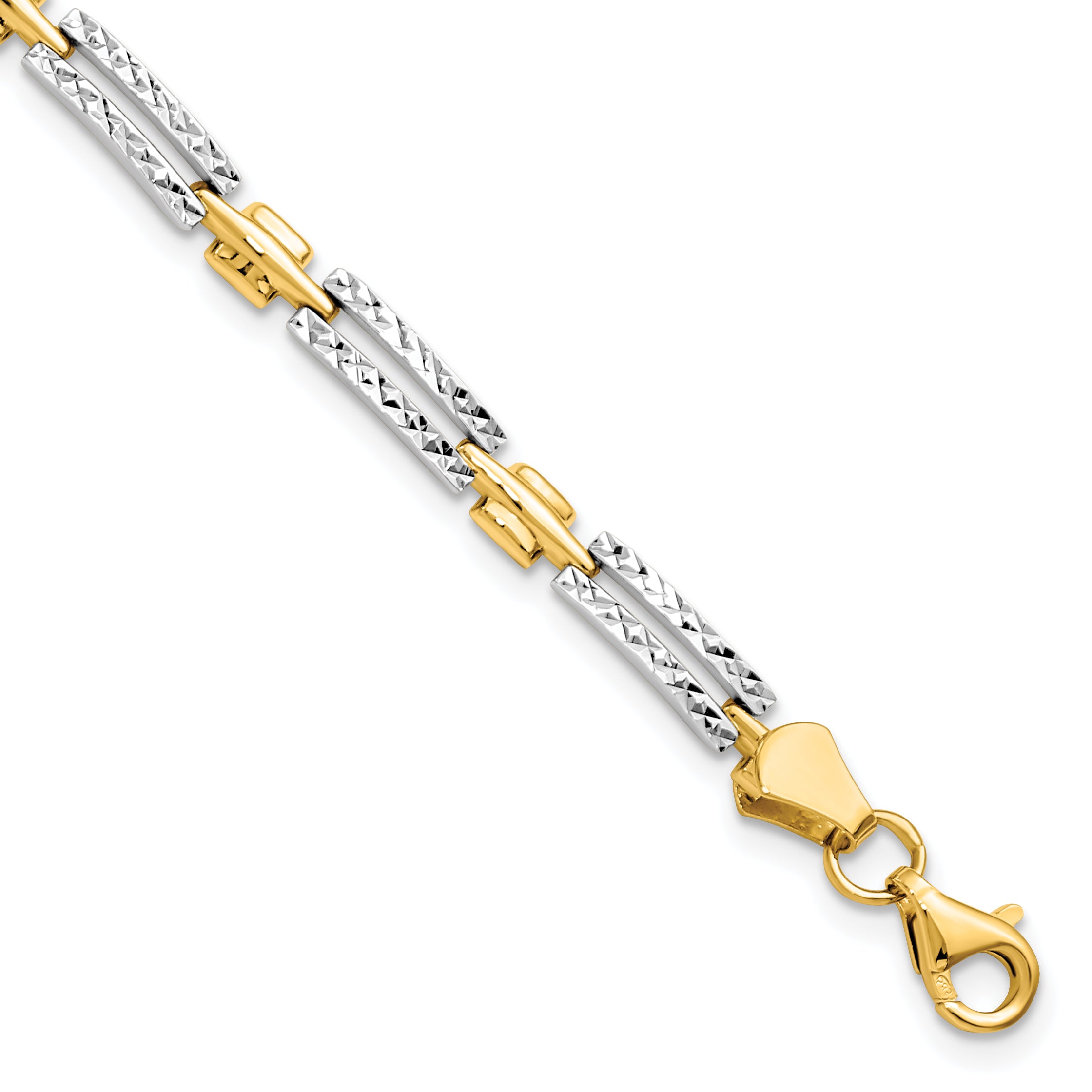14K w/Rhodium D/C Bracelet