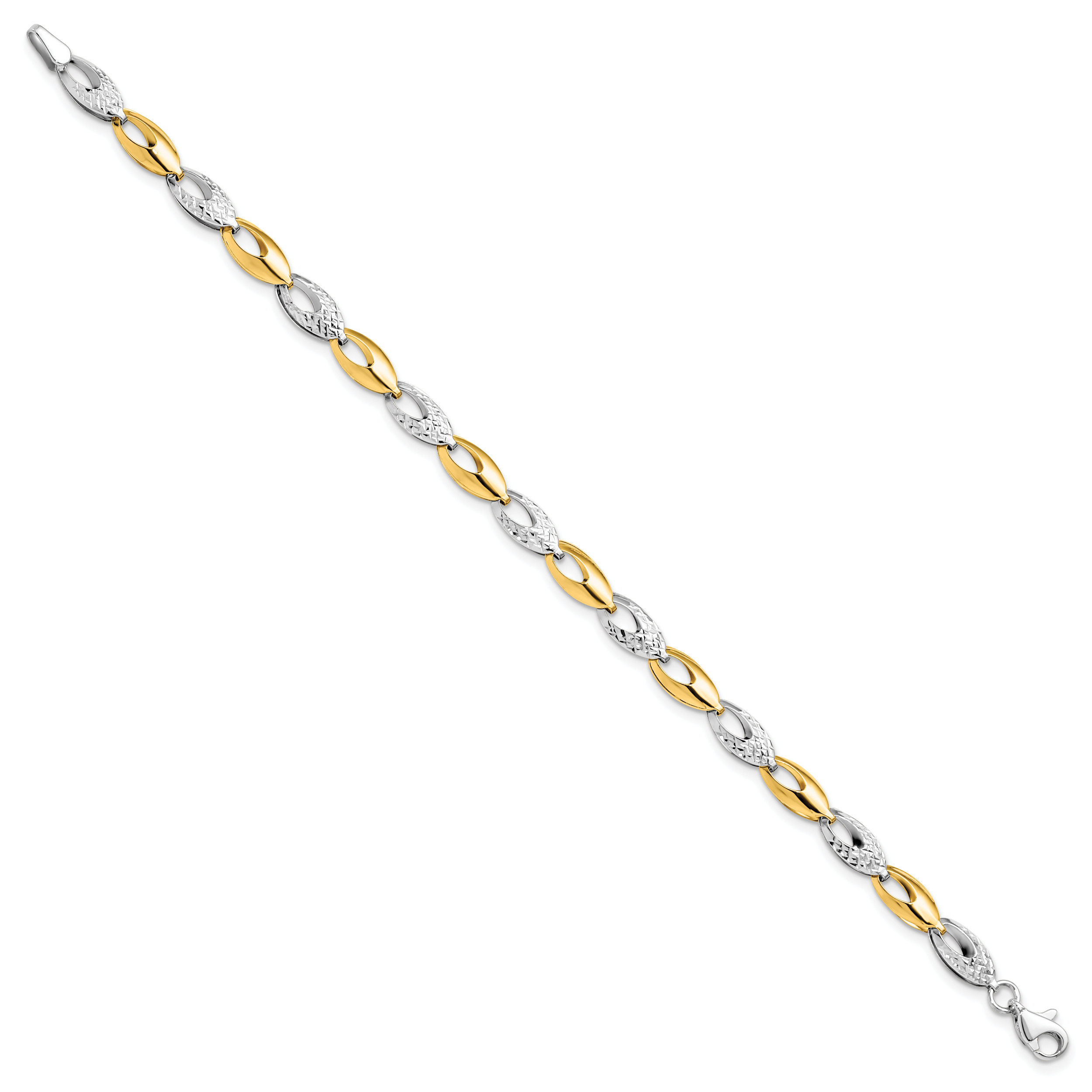 14K Two-tone Polished and Diamond-cut Fancy Link Bracelet Secondary image