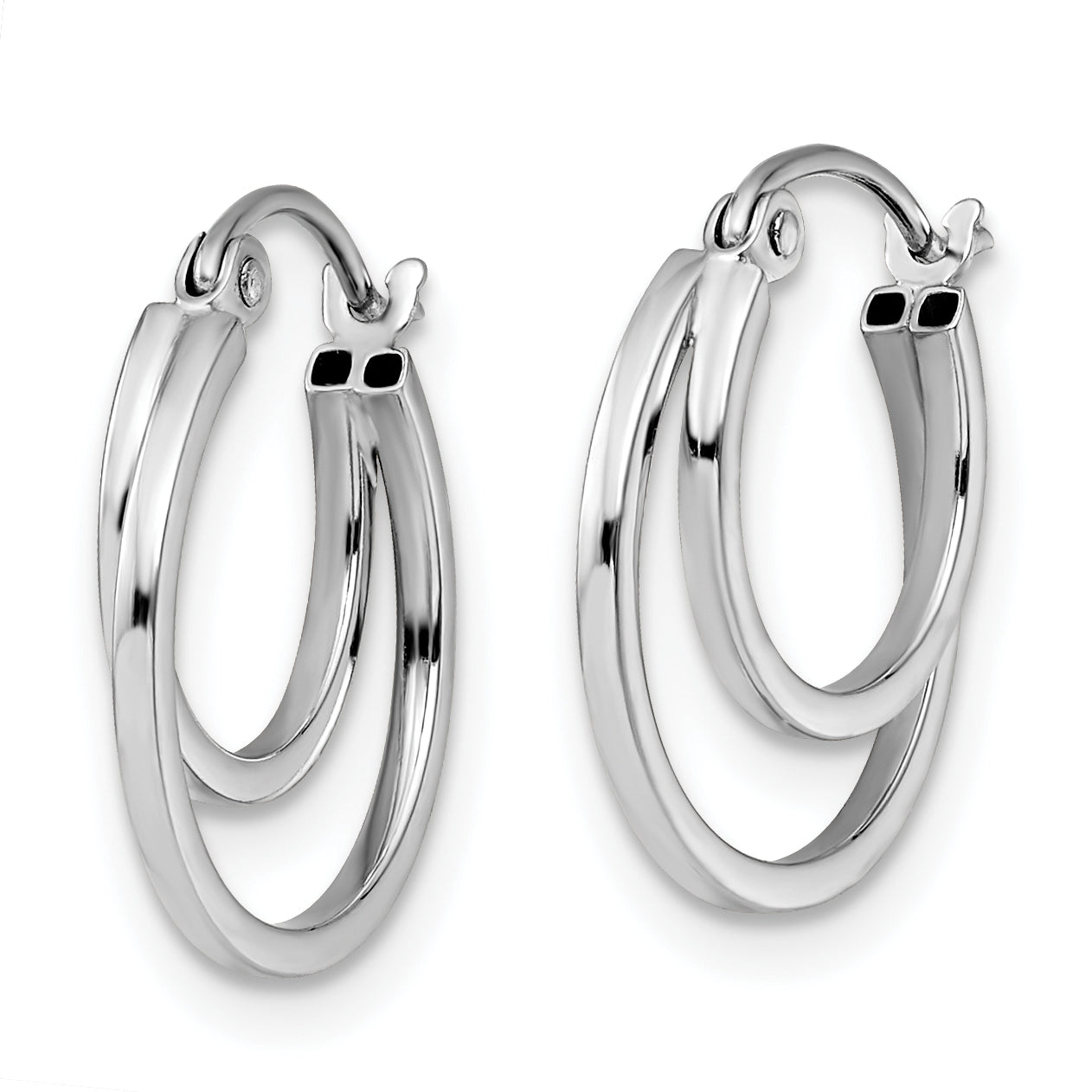 14K White Gold Polished Hoop Earrings with Hinged Clasp  Elegant and Lightweight Design Secondary image