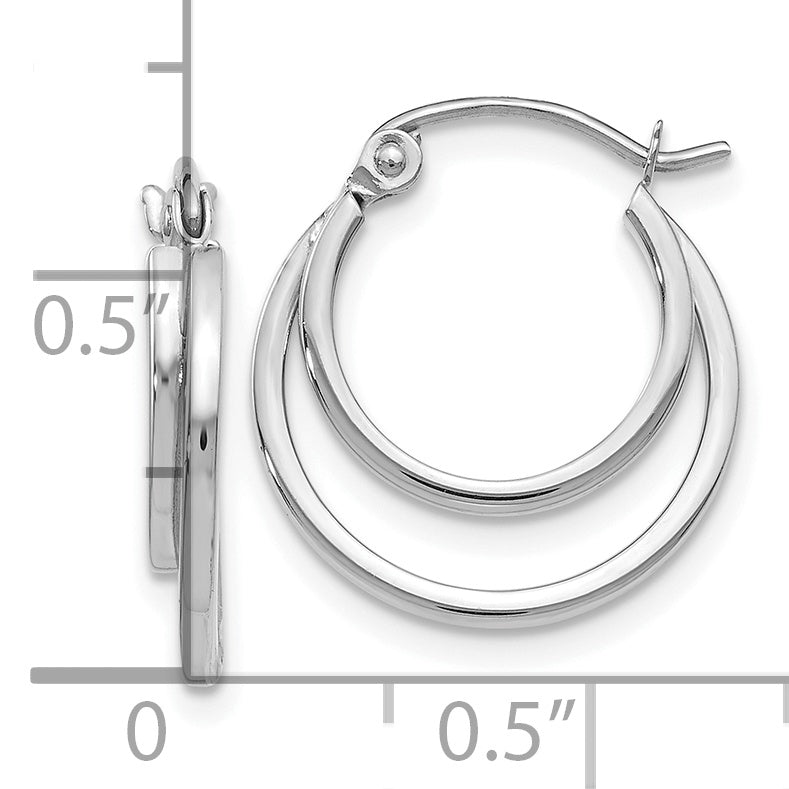 14K White Gold Polished Hoop Earrings with Hinged Clasp  Elegant and Lightweight Design