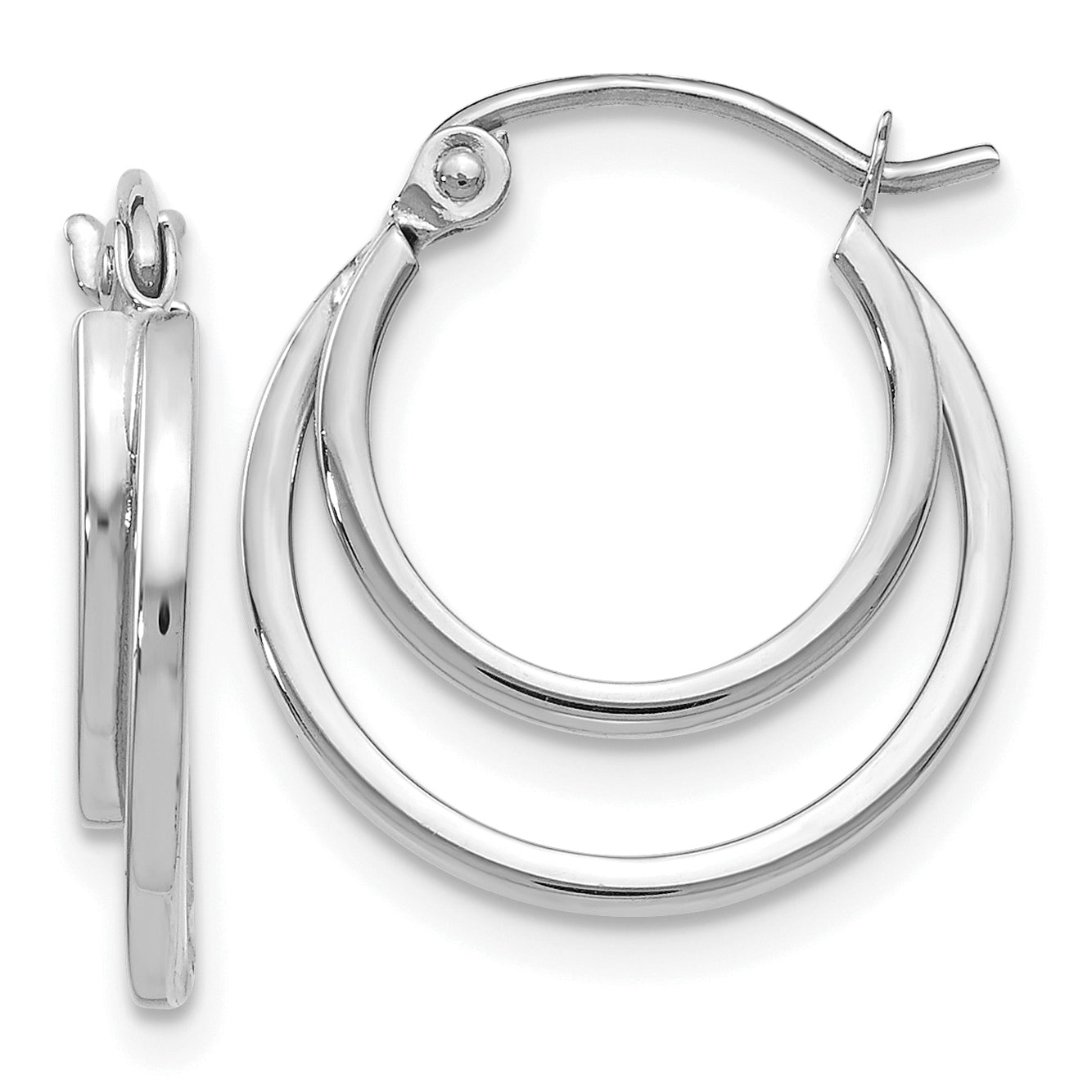 14K White Gold Polished Hinged Hoop Earrings Main image