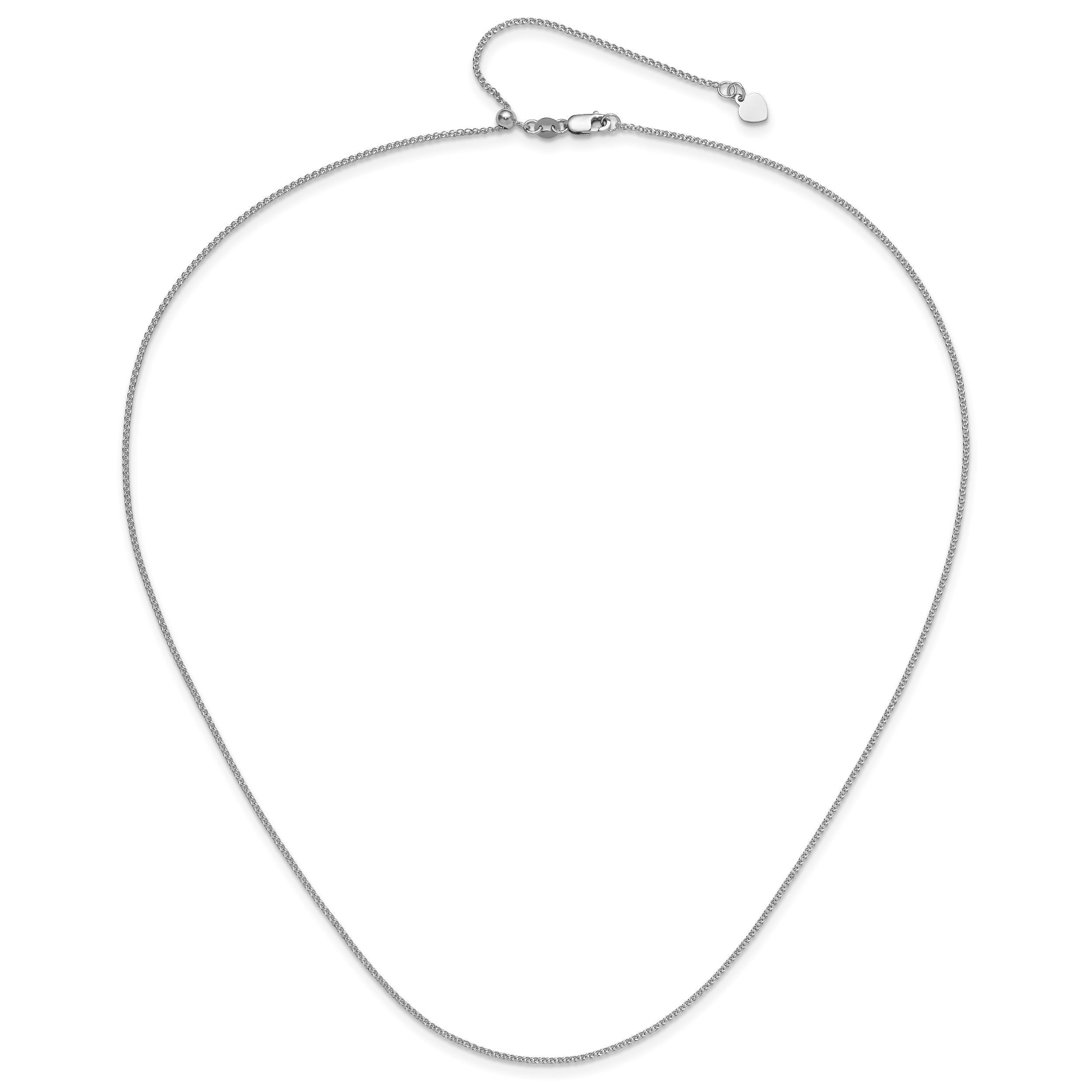 14K White Gold Adjustable 1.2 mm Diamond Cut Loose Rope Chain