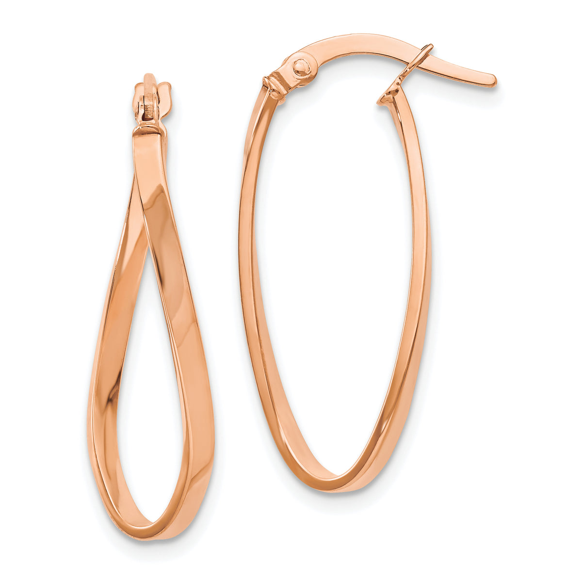 14K and Rose Gold-plated Polished Oval Hoop Earrings