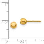14K Gold 5mm Hollow Ball Post Earrings with Push Back for Women