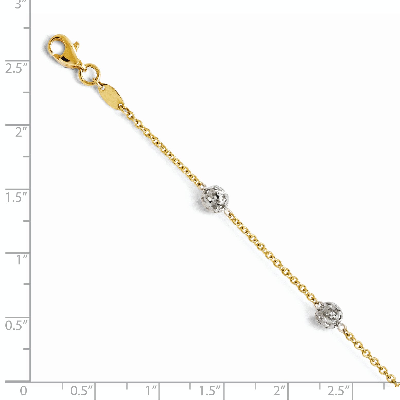 14K Two-tone Polished and Diamond-cut  Anklet Secondary image