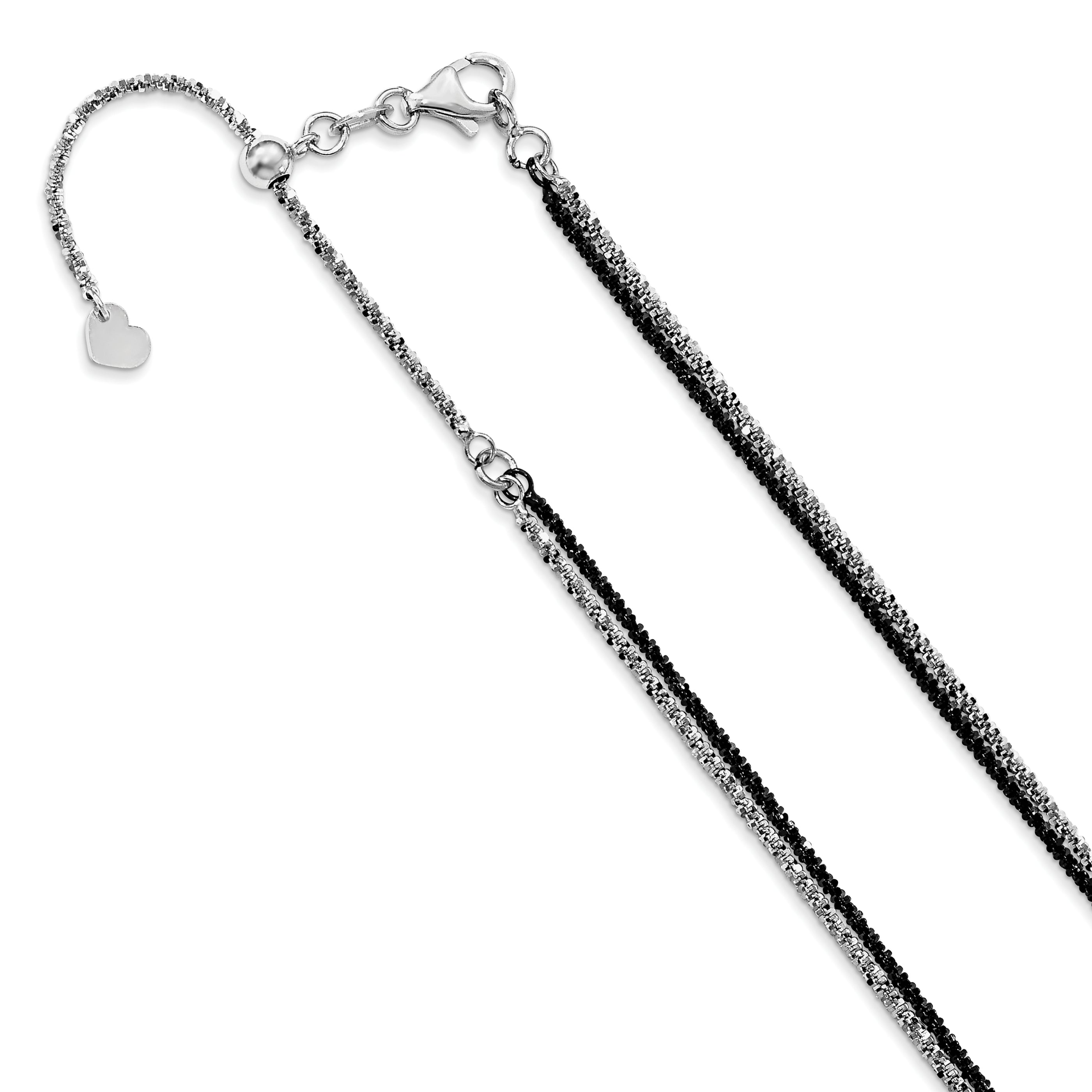 14K Black and White Adjustable Double Strand Necklace Main image