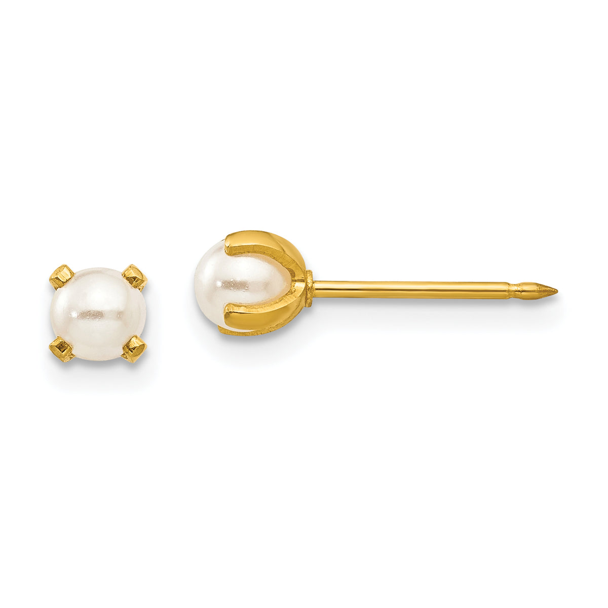 Inverness 24k Plated 4mm Simulated Pearl Earrings