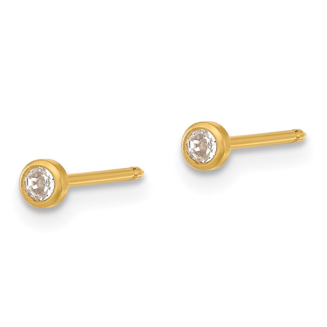Inverness Stainless Steel 24K GP Crystal Bezel Post Earrings Secondary image