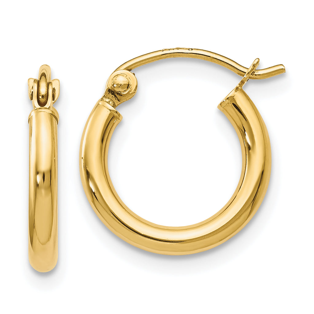 14K 2x12mm Polished Hoop Earrings