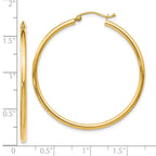 14K Gold Polished Hoop Earrings 40mm Hollow Design with Lifetime Guarantee