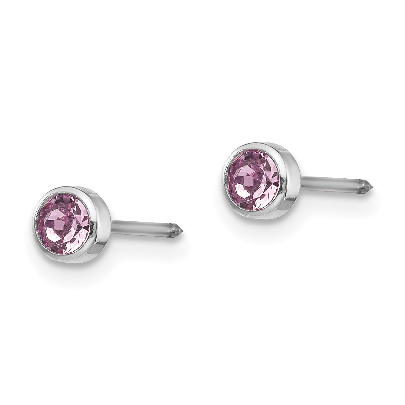 14k White Gold June Crystal Bezel Stud Earrings  Elegant Birthstone Design Secondary image