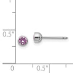 14k White Gold June Crystal Bezel Stud Earrings  Elegant Birthstone Design