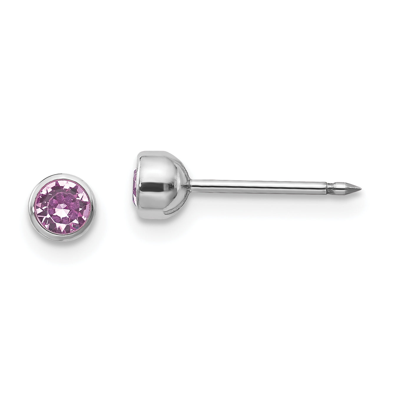 Inverness 14k White Gold 4mm June Crystal Bezel Earrings Main image