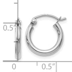 14K White Gold Polished Hoop Earrings with Rhodium Finish  Elegant, Lightweight Design