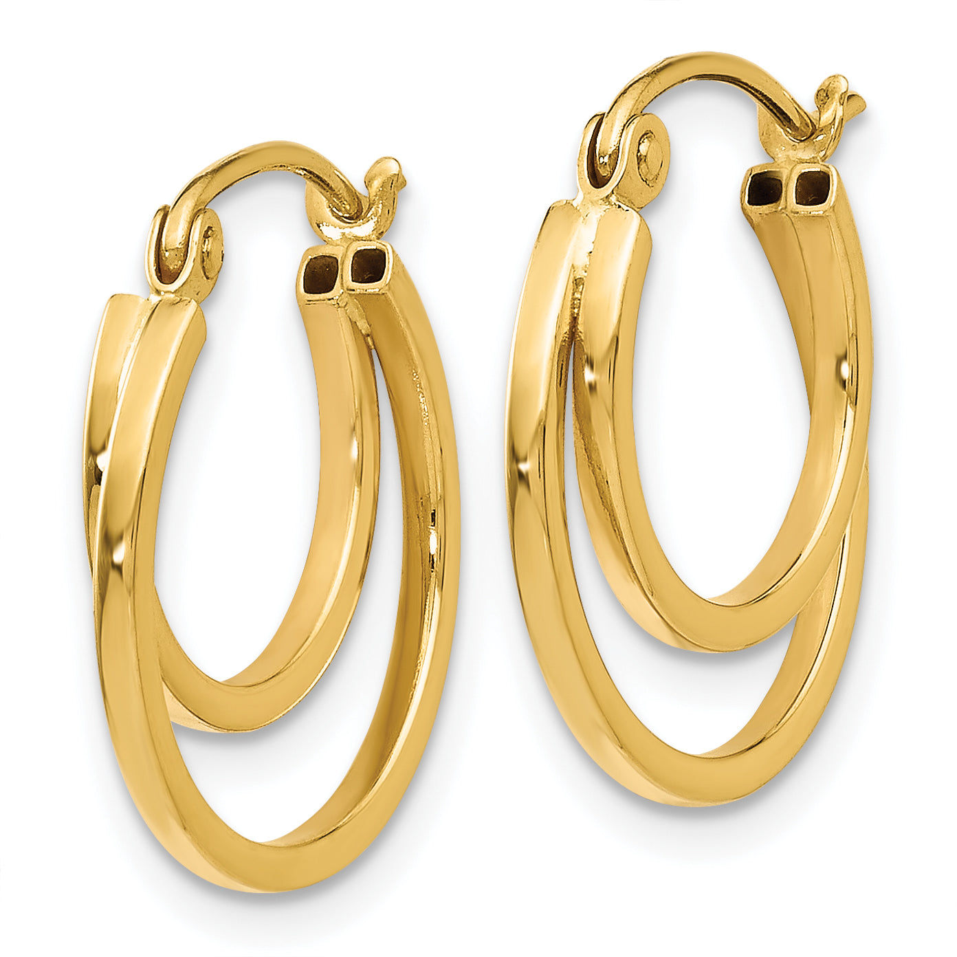 14K Gold Polished Hoop Earrings with Hinged Closure Elegant Design Secondary image