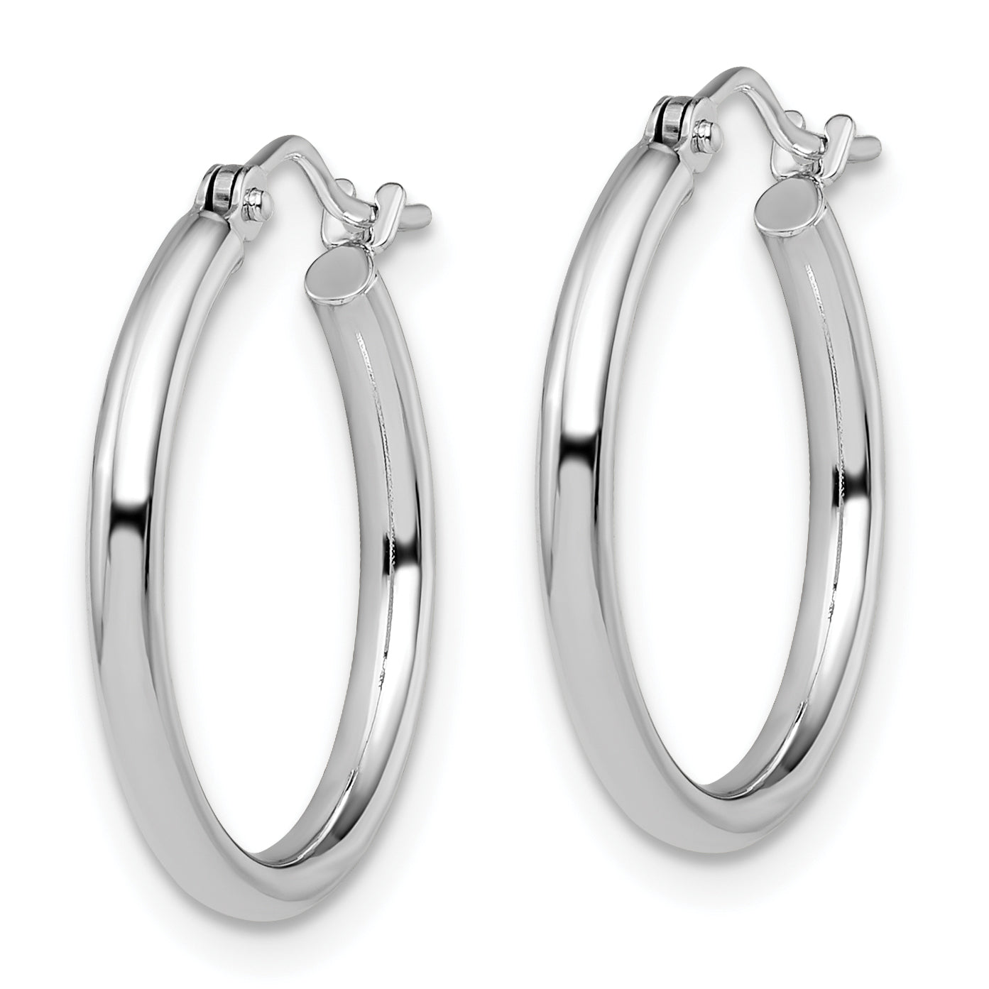 14K White Gold Polished Hoop Earrings with Rhodium Finish  20mm Elegant Design Secondary image