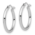 14K White Gold Polished Hoop Earrings with Rhodium Finish  20mm Elegant Design