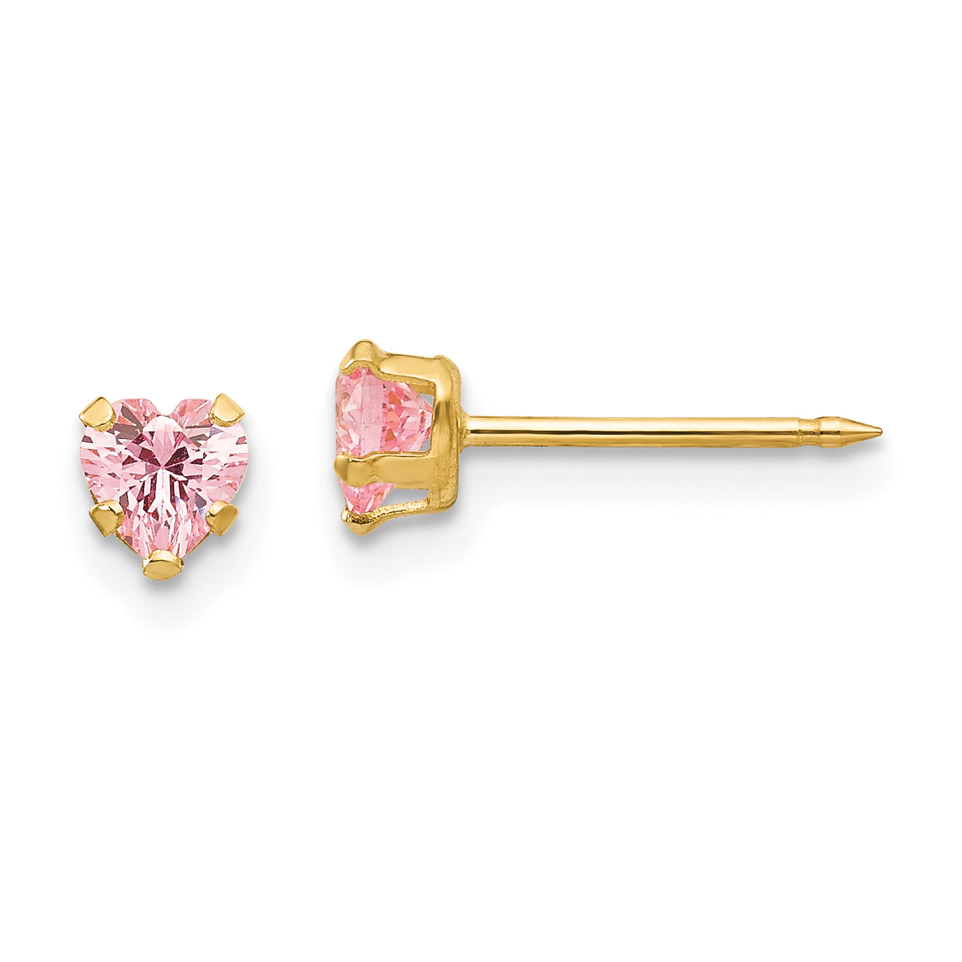 Inverness 14k 4mm Pink Heart CZ Earrings Main image