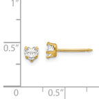 14K Gold Heart CZ Stud Earrings for Women  Elegant 4mm Design