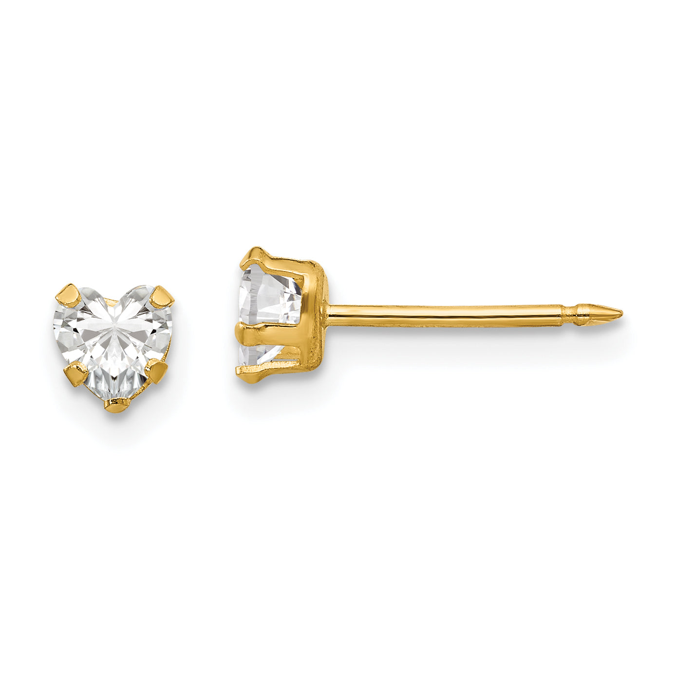 Inverness 14k 4mm Clear Heart CZ Earrings Main image