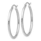 14K White Gold Polished 30mm Hoop Earrings with Rhodium Finish