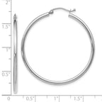14K White Gold Polished Hoop Earrings 40mm with Hinged Closure