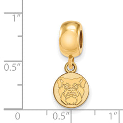 Sterling Silver Gold-plated LogoArt Butler University Bulldog Extra Small Dangle Bead Charm