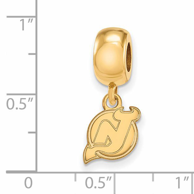 Sterling Silver Gold-plated NHL LogoArt New Jersey Devils Extra Small Dangle Bead Charm