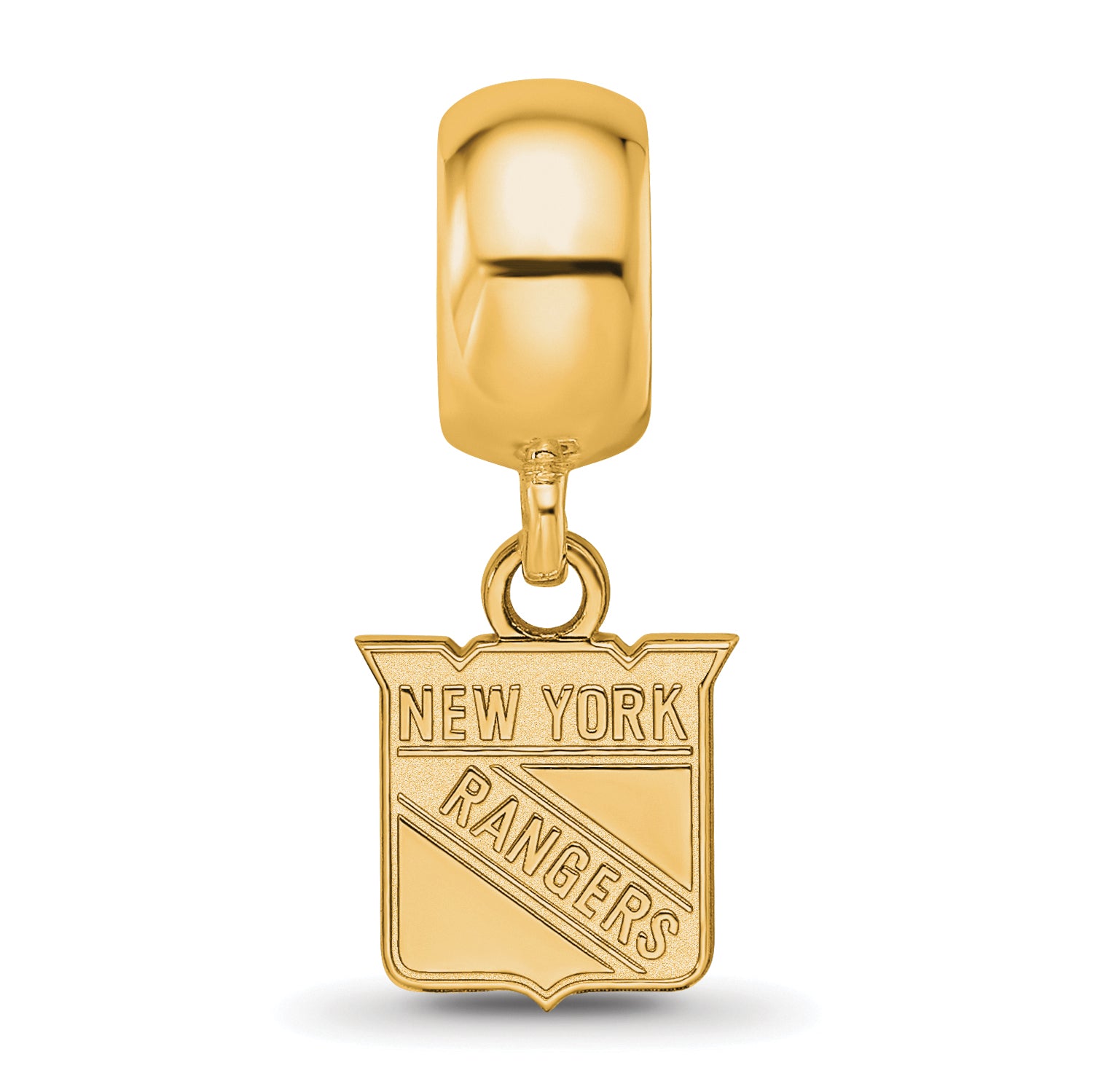 Sterling Silver Gold-plated NHL LogoArt New York Rangers Extra Small Dangle Bead Charm