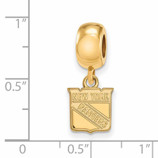 Sterling Silver Gold-plated NHL LogoArt New York Rangers Extra Small Dangle Bead Charm