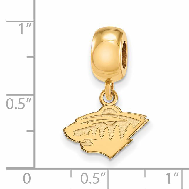 Sterling Silver Gold-plated NHL LogoArt Minnesota Wild Extra Small Dangle Bead