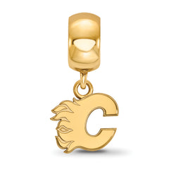Sterling Silver Gold-plated NHL LogoArt Calgary Flames Letter C Extra Small Dangle Bead