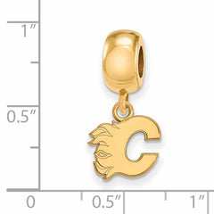 Sterling Silver Gold-plated NHL LogoArt Calgary Flames Letter C Extra Small Dangle Bead
